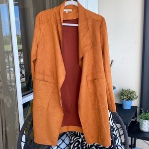 Suede open jacket burnt orange